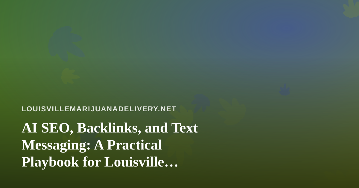 AI SEO, Backlinks, and Text Messaging: A Practical Playbook for Louisville Cannabis Delivery