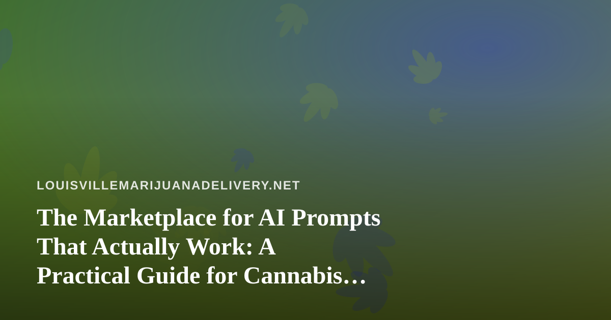 The Marketplace for AI Prompts That Actually Work: A Practical Guide for Cannabis Delivery Operators in Louisville